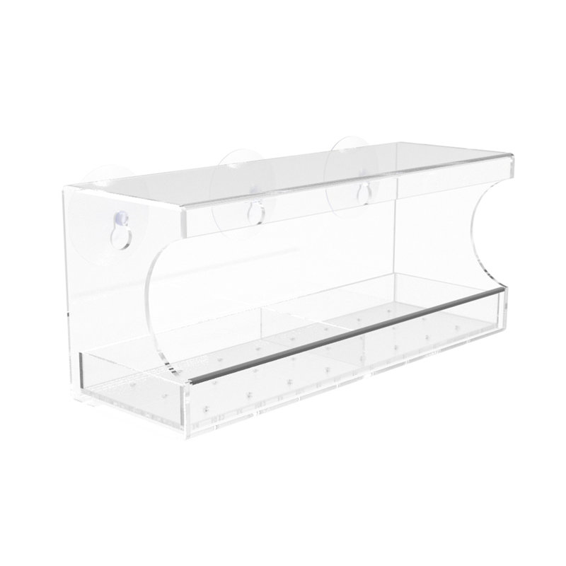 Clear Acrylic Window-Mounted Bird Feeder with Removable Tray