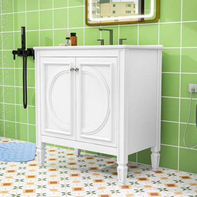 Meuble-lavabo autoportant avec lavabo lisse et tiroir fonctionnel