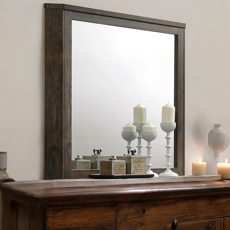 Miroir à finition noyer
