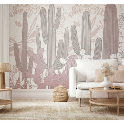 Papier peint botanique Blush Desert Cactus
