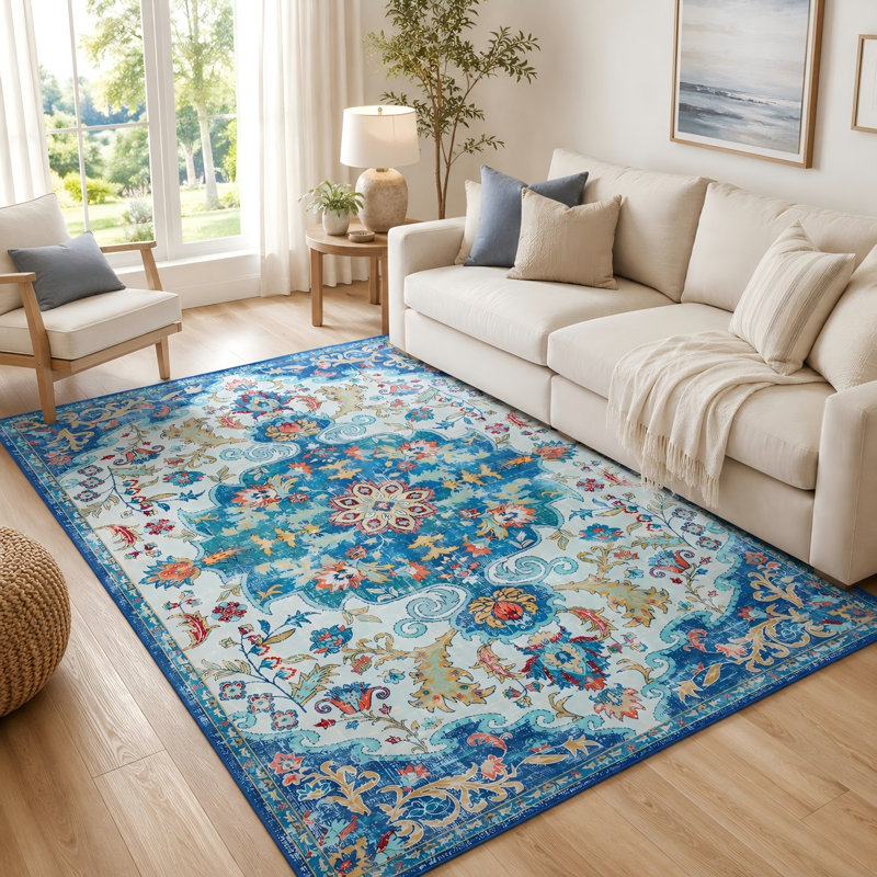 Straub Large Tranditional Rugs Living Room Rug Washable Bedroom Rug Non-Slip Colorful Vintage Accent Floor Carpet For Home Decor