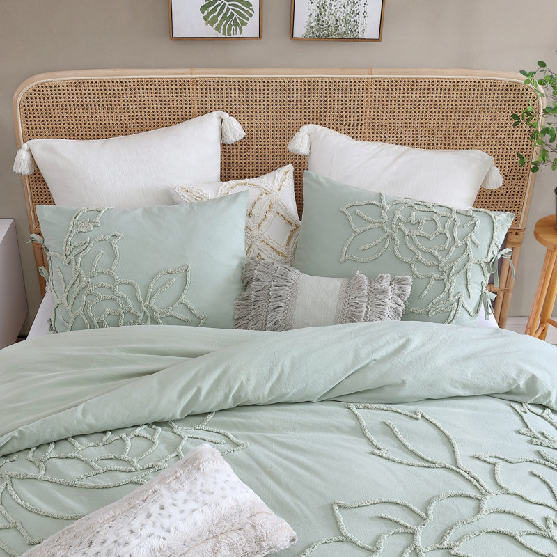 Aucion Cotton Floral Comforter, Queen Comforter + 2 Standard Shams, Green