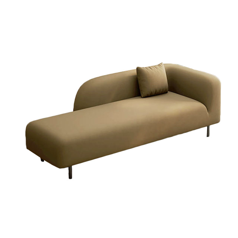 Comfortable Indoor Chaise Lounge: Solid Wood Frame Upholstered Chaise Lounge, Khaki, Right Hand Facing