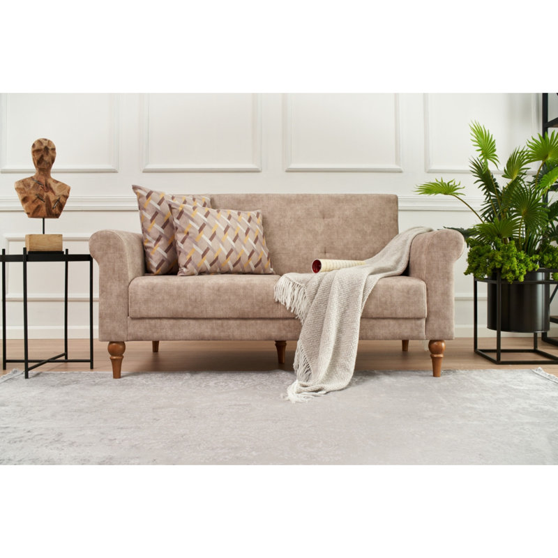 Canapé-lit rembourré 63 po Jacey, 100 % polyester crème