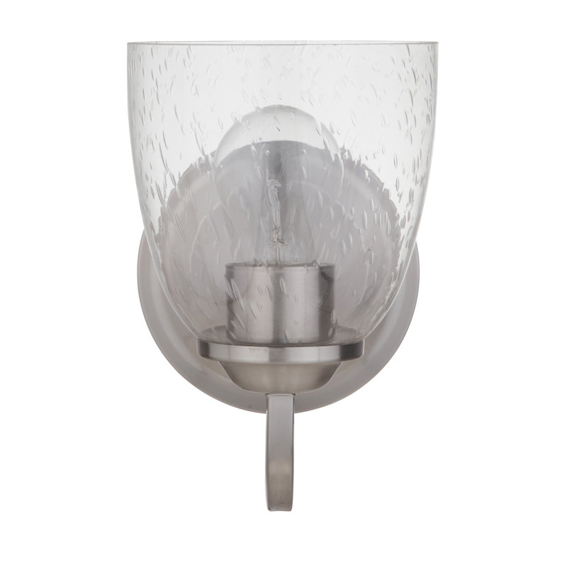 Nickole Armed Sconce, Brushed Polished Nickel, Clear Seeded