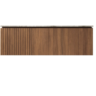 Armoire en contreplaqué de 48 po en chêne brun, portes et tiroir doubles, sans lavabo, plateau, robinet, couvercle d'évier, amortisseur à fermeture en douceur avec un grand espace de rangement, système de tiroir encastré