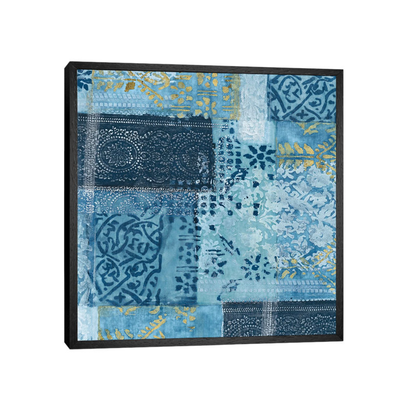 Alhambra II Indigo - Print on Canvas, 66.04cm H x 66.04cm W x 3.81cm D, Black Framed