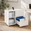Classeur mobile en bois à 3 tiroirs, classeur à roulettes sous bureau avec bande lumineuse DEL, blanc pour bureau à domicile