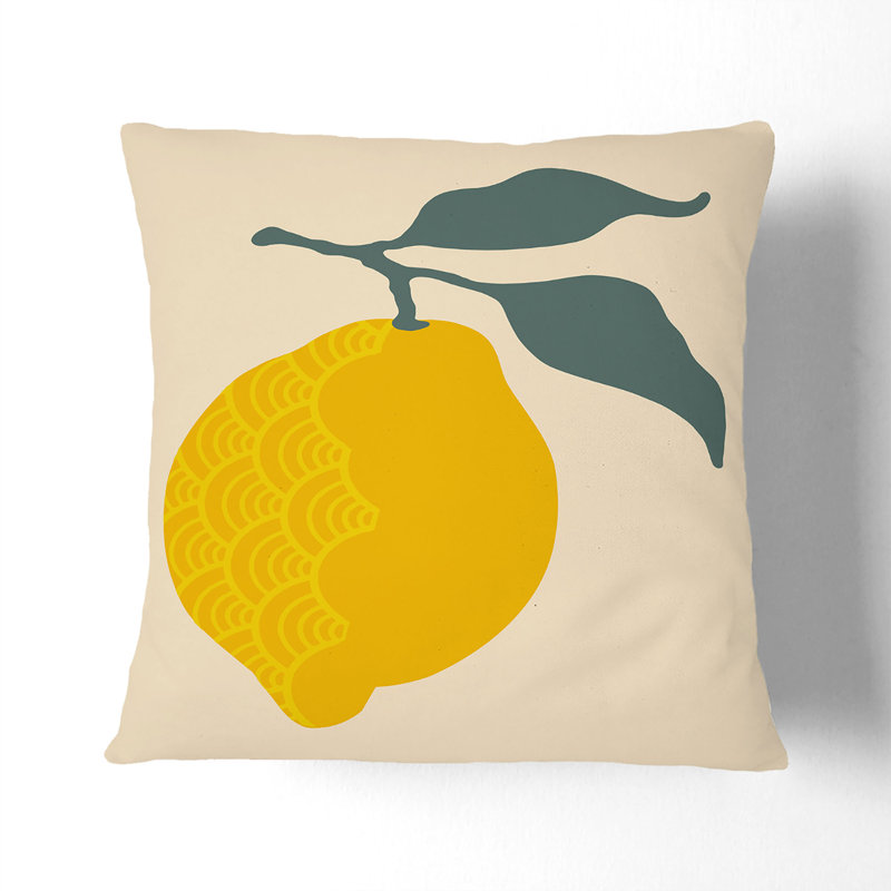 Lemon Fruit Square Throw Cushion, Black, 55cm H x 55cm W x 20cm D
