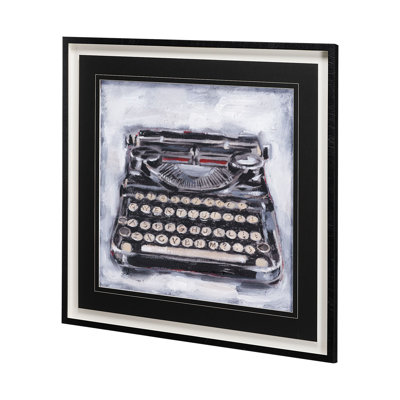 Vintage Typewriter by Ethan Harper a Hand Embelished Textured Framed Art Print Matted under Glass