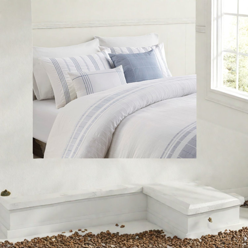 Ensemble de literie en jacquard de coton Modern Farmhouse, conception multicolore, 5 pièces pour le confort de la maison