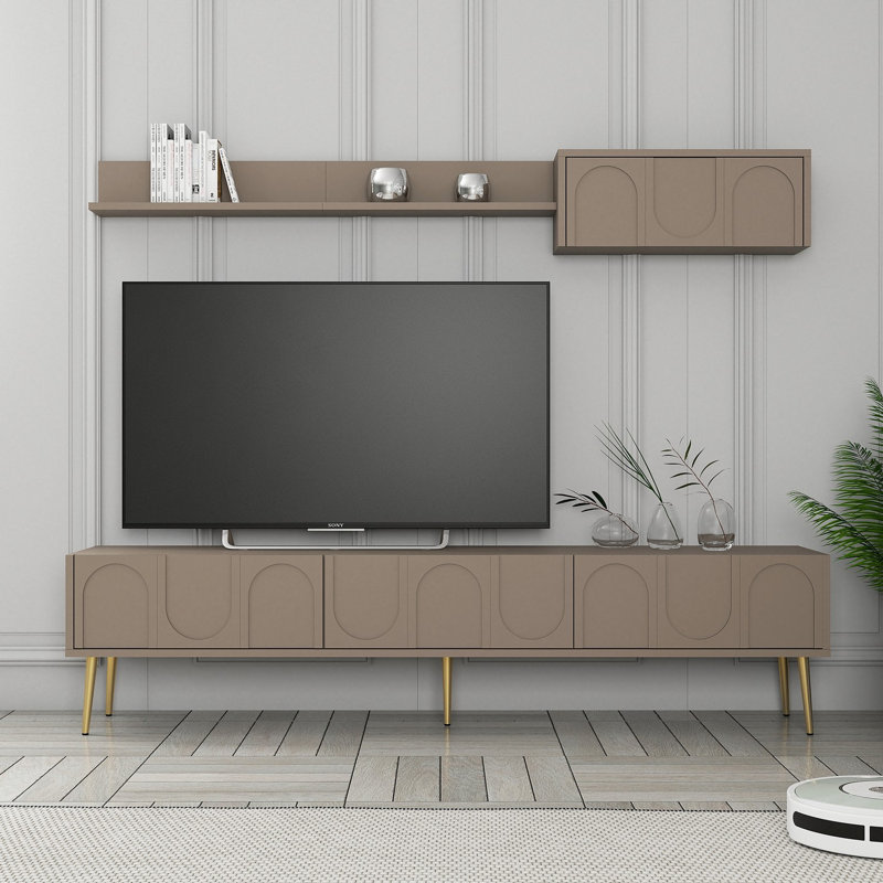Keikei Unfinished TV Stand, Brown/Gold