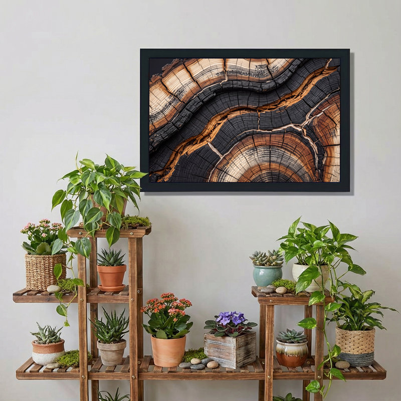 Art mural sur toile Charred Tree Rings, 12"H x 18"W