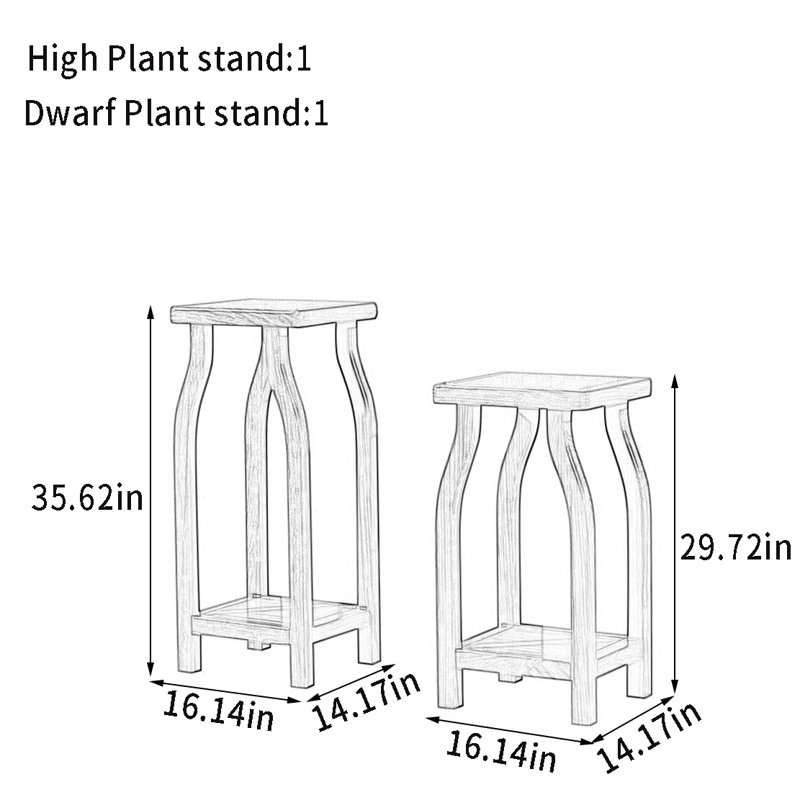 Support pour plante à double couche en bois massif à bord arrondi
