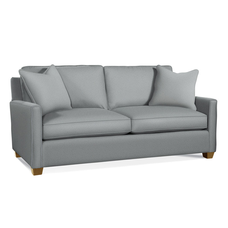 Nicklaus Sofa, Havana, Gel Memory Foam Mattress, Light Blue Performance Fabric; 0851-55