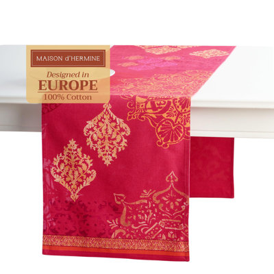 Maison d' Hermine Table runner 100% Cotton Double Layer Table Runners 108 inches long for Thanksgiving Christmas Decorations Home Kitchen Dining Party Wedding (Versailles, 14.5" x 108")