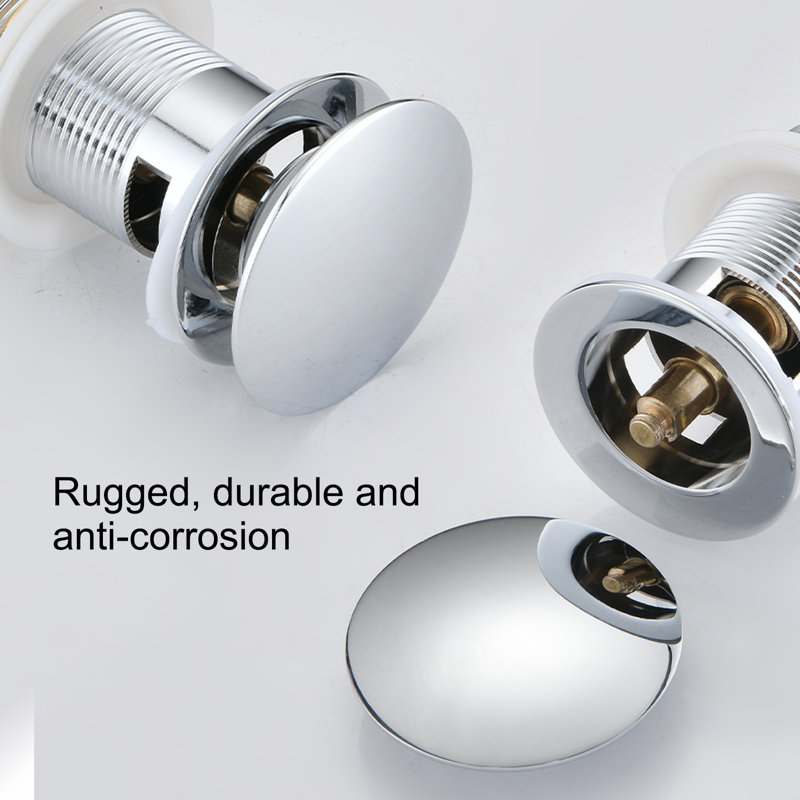 Bathroom Sink Pop-Up Drain With Overflow Vessel Sink,Stainless Steel,One Pieces,, Chrome