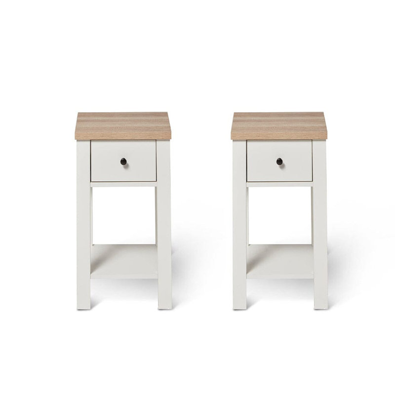 Maryhannah Bedside Table, White, 1 Drawer
