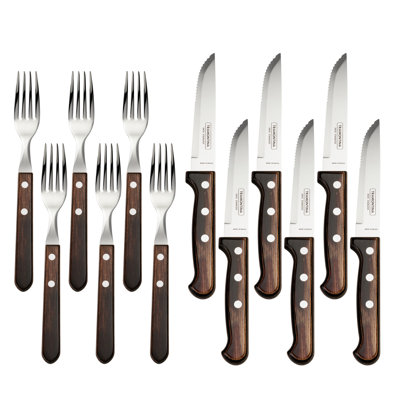 Churrasco Bbq 12 Pc Polywood Jumbo Fork And Steak Knife Set…