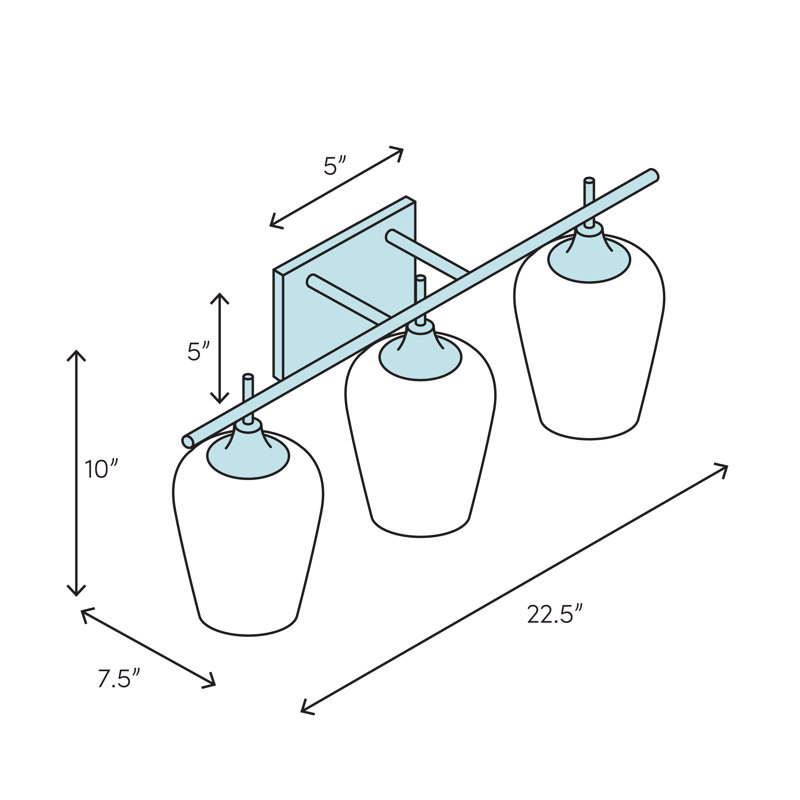 Lake Park 3 - Light Dimmable Vanity Light, Nordic Gray