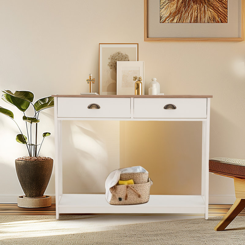 4 Legs End Table With 2 Drawer