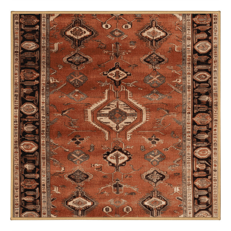 Tapis brun lavable à la machine, Carré 5 pi