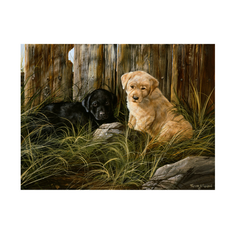 «Lab Pup pair on Canvas» par Trevor V. Swanson, art sur toile, H 14 po x l 19 po x P 2 po