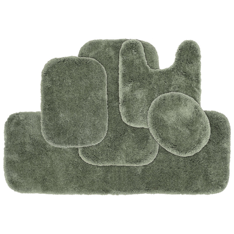 Mccluney 5 Piece Ultra Soft Bath Rug / Mat Set with a Non-Slip Backing, Deep Fern