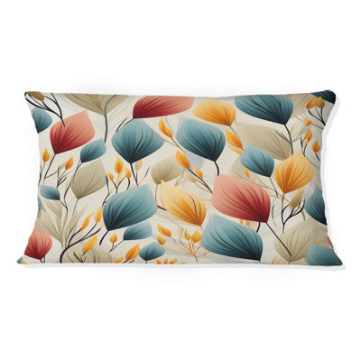 Teal And Beige Botanical Harmony - Floral Polyester Pillow