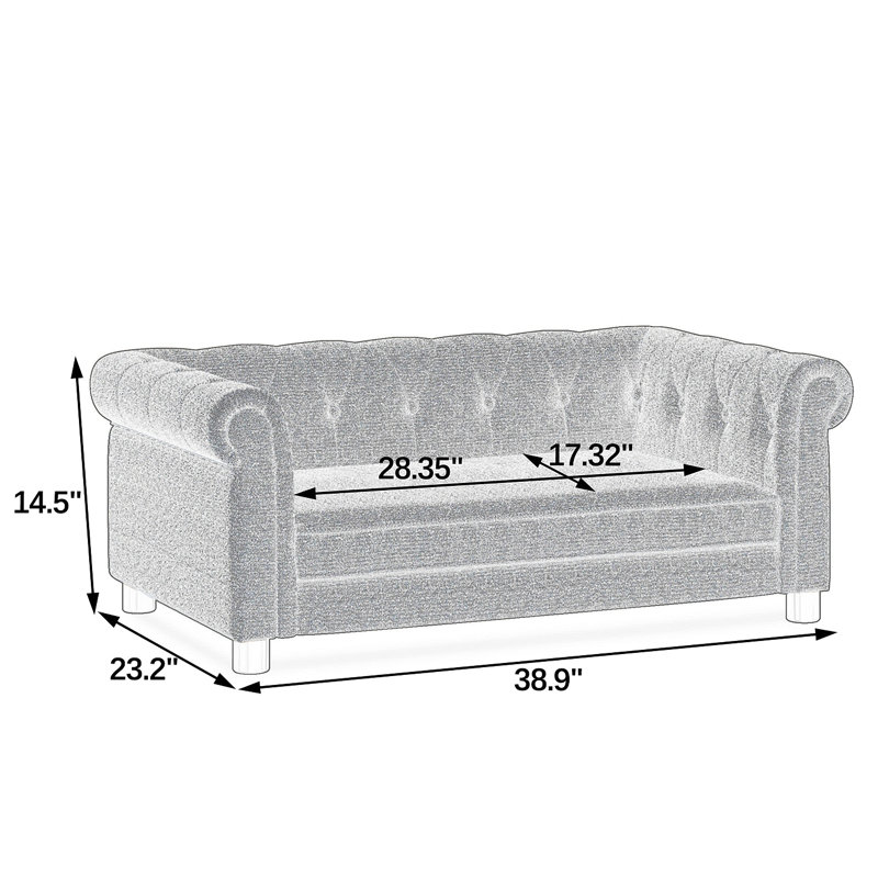 Élégant lit pour animaux de compagnie rectangulaire pour petits et moyens chiens, canapé-lit surélevé durable, canapé pour chien confortable, canapé pour chien en lin moderne et tendance - brun foncé