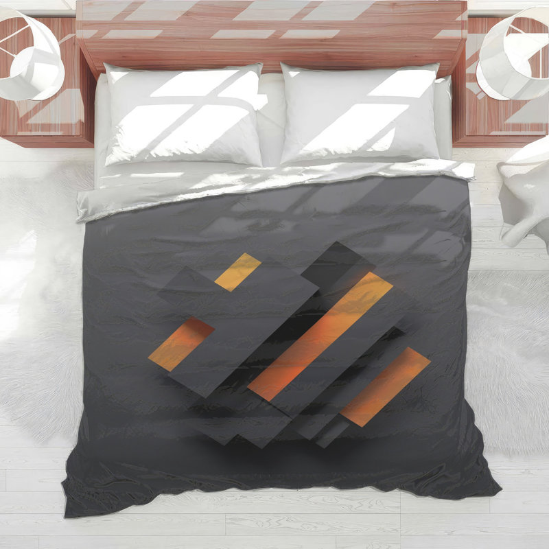 Black Orange Geometric Shapes Comforter, Twin