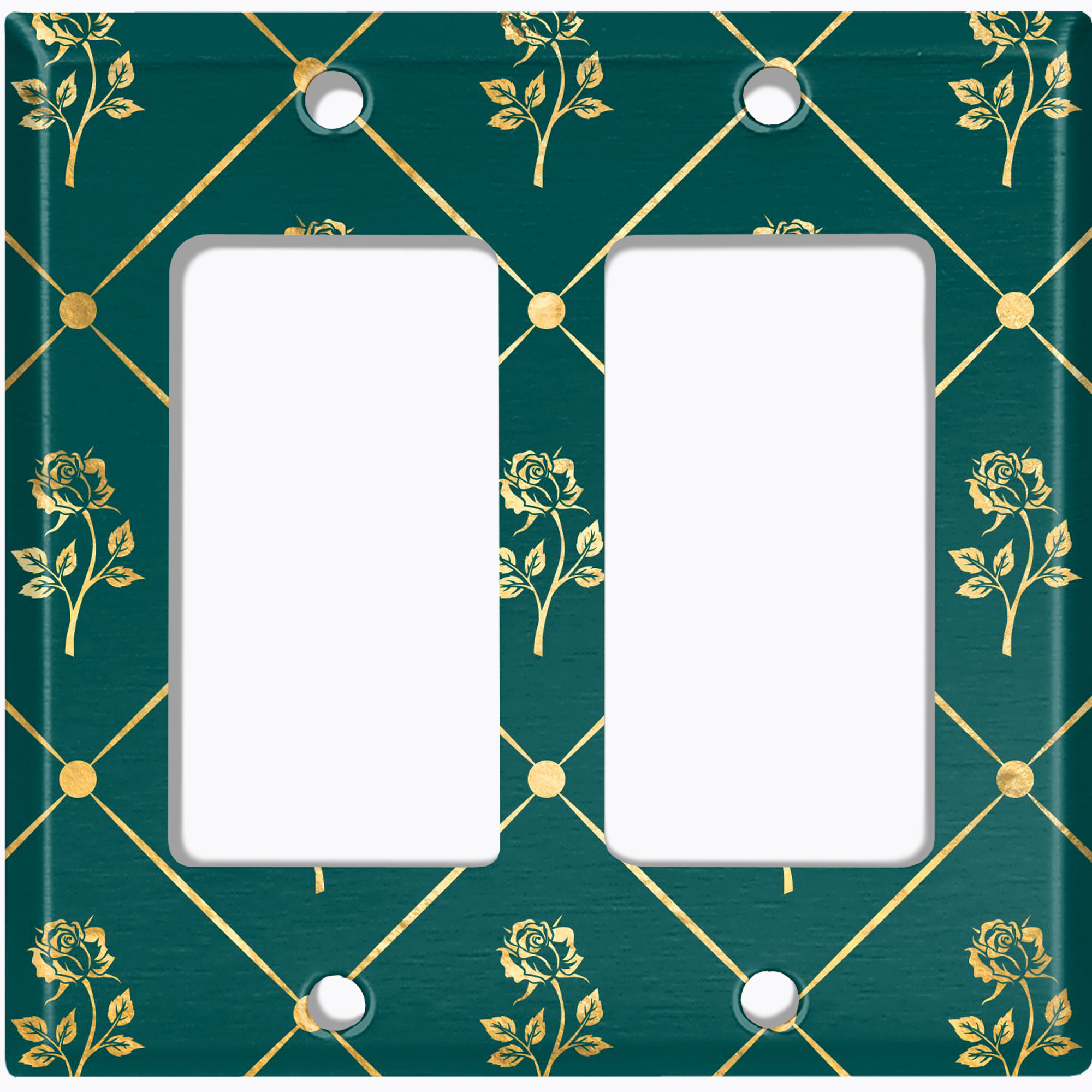 WorldAcc Metal Light Switch Plate Outlet Cover (Damask Golden Rose ...