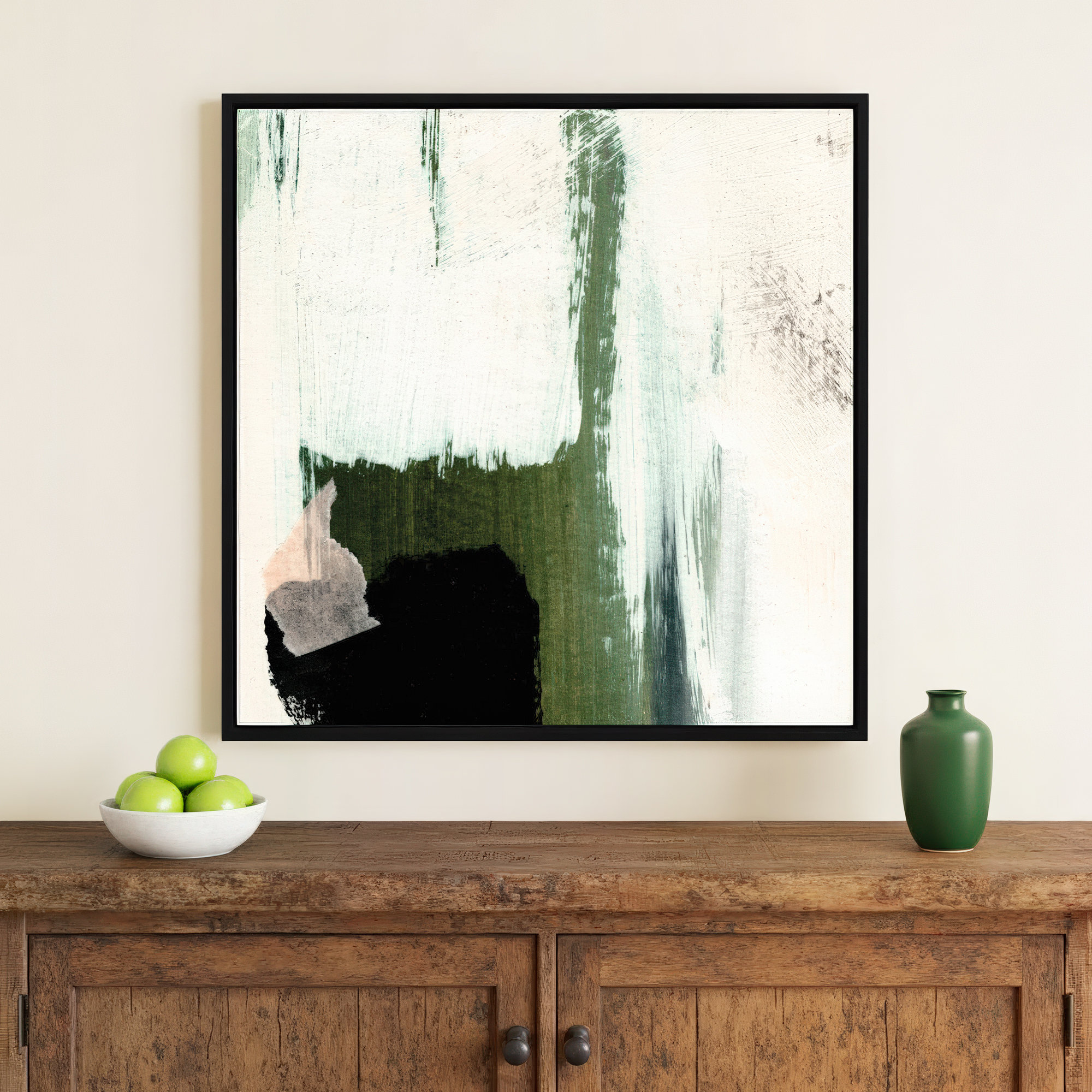Abstract Minimal, 30" H x 30" W x 2" D, No, Black Framed Canvas