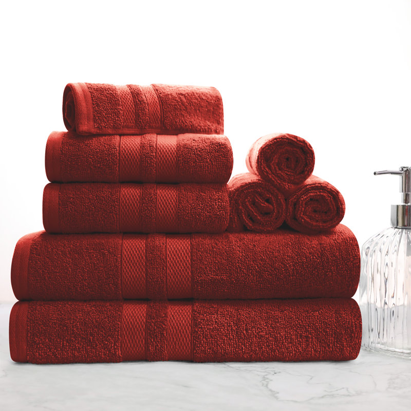 Blue Nile Mills Calista Ultra Soft & Ultra Absorbent 8-Piece 100% Cotton Towel Set, Maroon