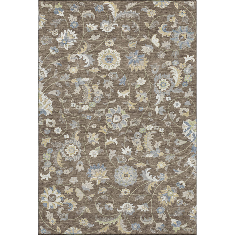 Premium Machine Washable Goulven AMF1006 Floral Rug, Rectangle 2'6" x 3'10"