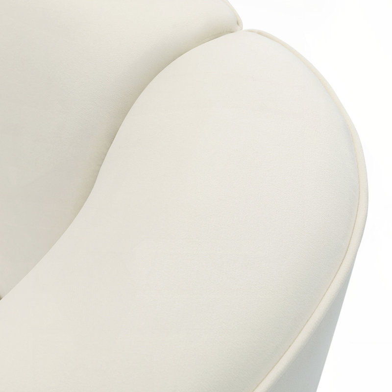 Canapé incurvé moderne Kaori de 87,5 po de style Mid-Century, Velours blanc cassé
