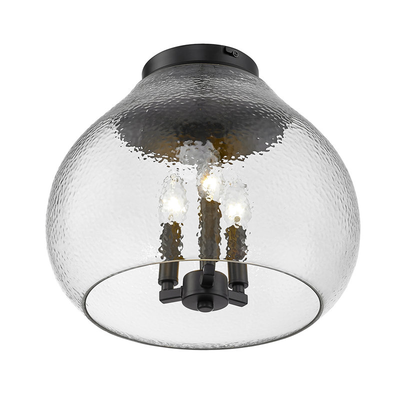 Donia Glass Flush Mount, Matte Black