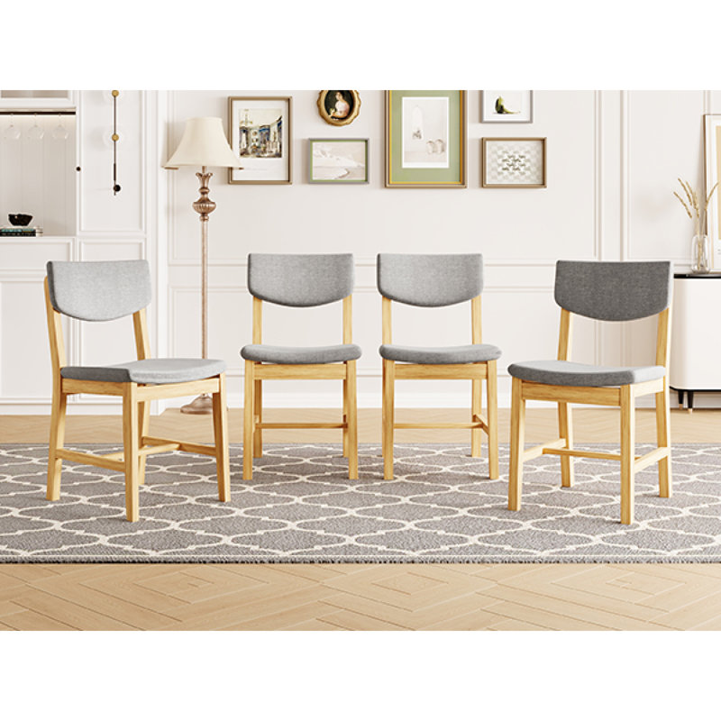 Ensemble de 4 chaises de salle à manger rustiques Roomfitter, Gris clair, Bois naturel