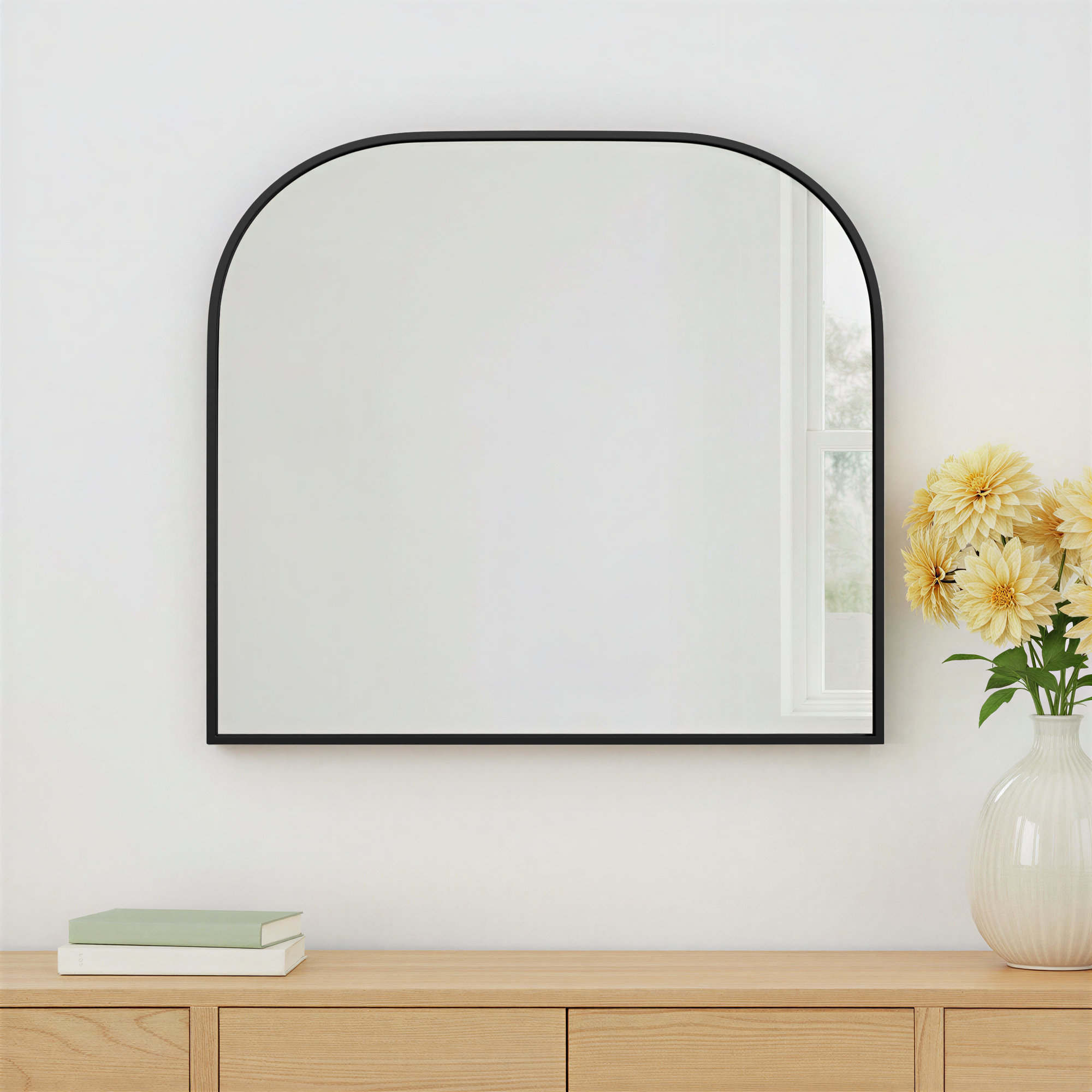 Sabine Metal Wide Arch Wall Mirror, 38" x 42", Black