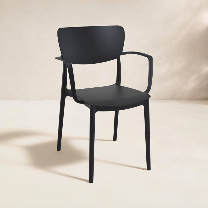 Farrah Stacking Patio Dining Armchair, Black