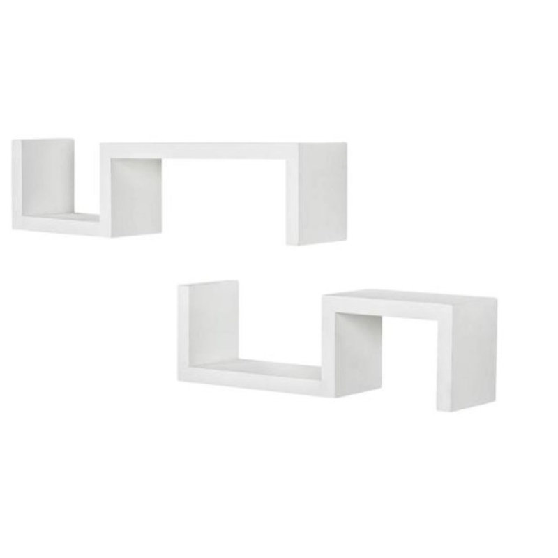 Étagère murale 24 "à deux tablettes en bois massif, Blanc