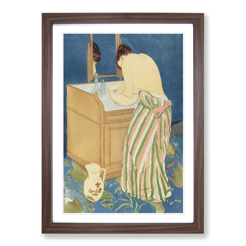 Woman Bathing by Mary Cassatt - Framed Print, 36cm H x 27cm W x 2cm D, Walnut