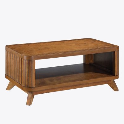 Table basse rectangulaire en bois pour le salon, table basse de 41,5 pouces avec pieds en bois massif