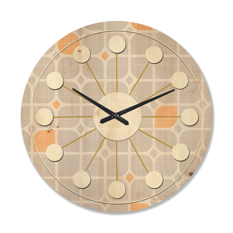 Horloge murale en bois à motif géométrique II, Grand