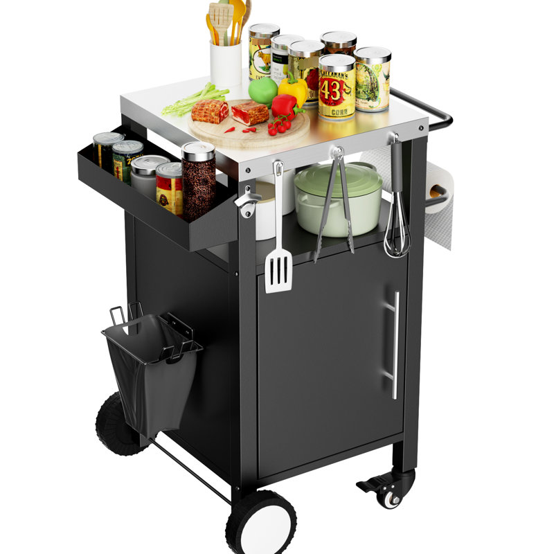 Chariot de gril avec armoire et crochets