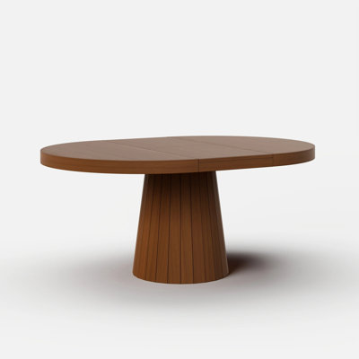 Tailings Oval 39"-55" Round Pedestal Dining Table Wood Extendable Dining Room Table for 4 to 6 Japandi Oval Kitchen Table