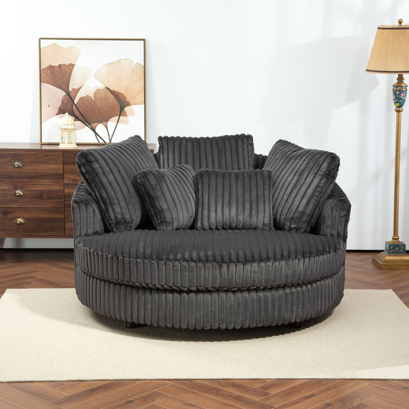 Fauteuil demi-tonneau surdimensionné avec housse, Imitation fourrure gris anthracite