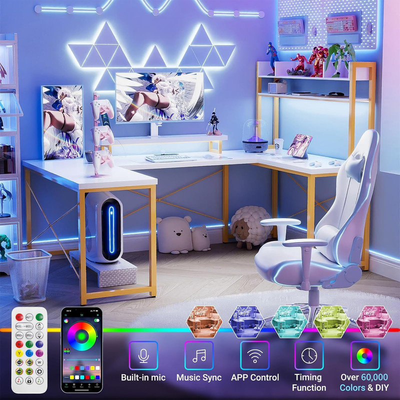DIY U Shaped Computer Desk,White and Multi-Monitor Desks