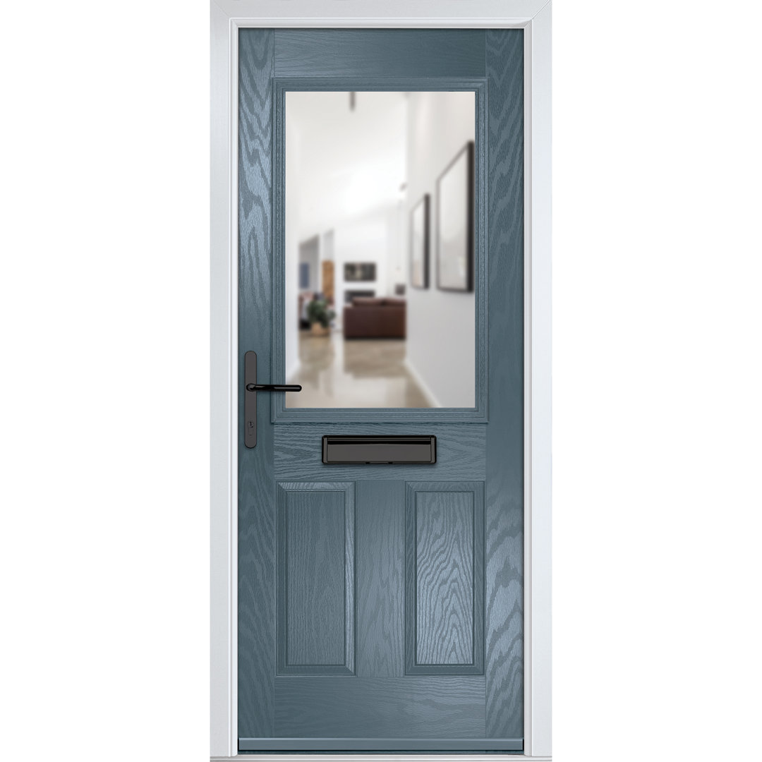 Crystal GRP Front door Lytham Slate Grey 890mm x 2090mm Open in Left hand Clear Glass