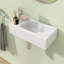Petit lavabo de salle de bain mural en céramique 14,56 "x P 7,63" avec lavabo vasque flottant rectangulaire blanc avec trou pour robinet gauche